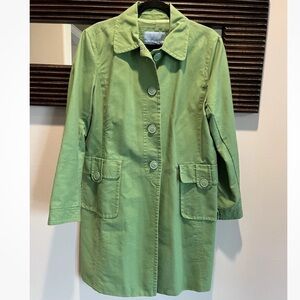 Vintage Nine West Green Button-Down Trench Coat Jacket Large